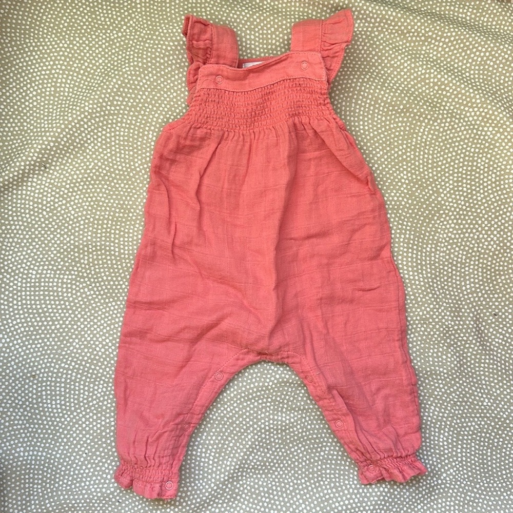 Angel Dear Muslin smocked coveralls 3-6m